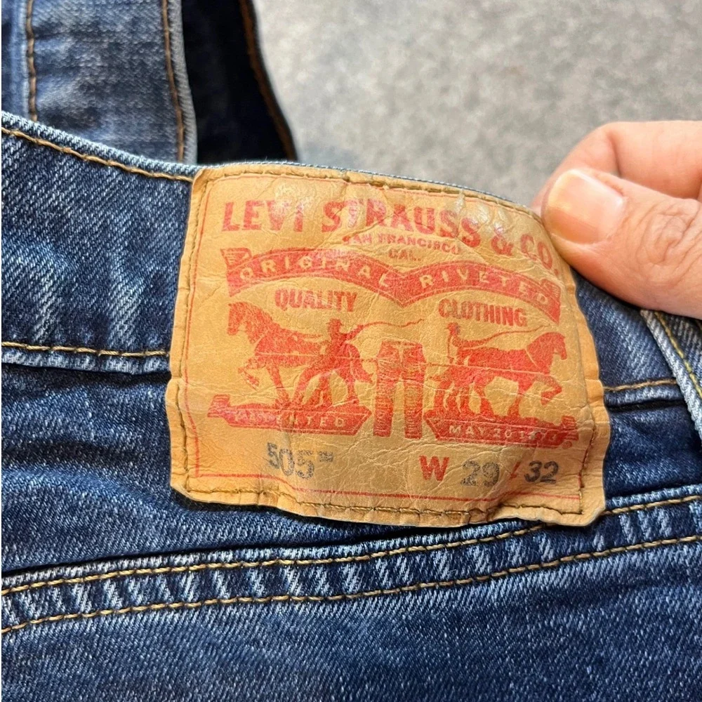 Levi's Mens 505 Regular Fit Blue Denim Straight Leg Jeans W29 L32 Casual Classic